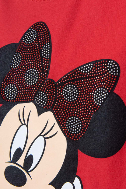CAMISETA DE MINNIE MOUSE ROJA ESTAMPADA PARA NIÑA DE 2T A 5T