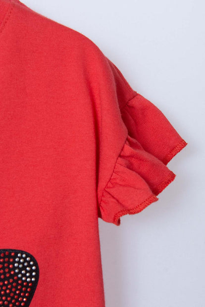 CAMISETA DE MINNIE MOUSE ROJA ESTAMPADA PARA NIÑA DE 2T A 5T