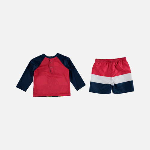 CONJUNTO DE BAÑO DE MICKEY MOUSE ESTAMPADO AZUL OSCURO PARA BEBÉ NIÑO