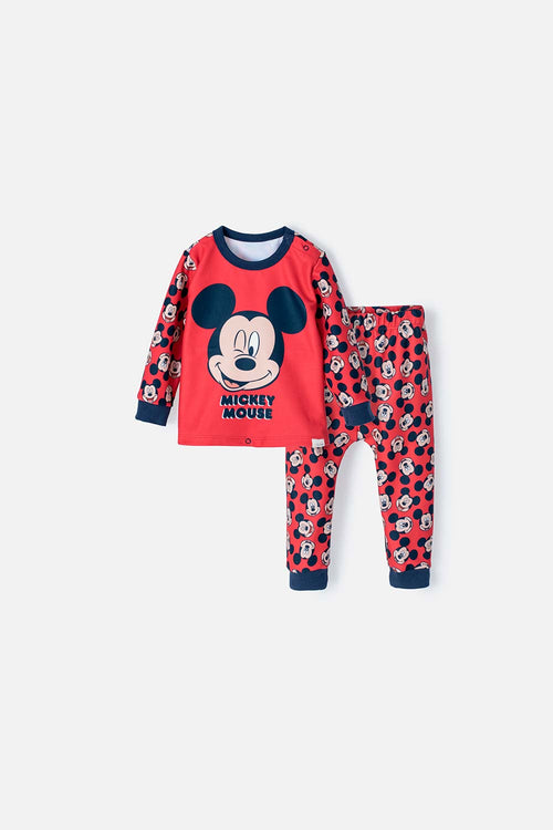 Card slide image -  PIJAMA DE MICKEY MOUSE MANGA LARGA ROJO PARA BEBÉ NIÑO