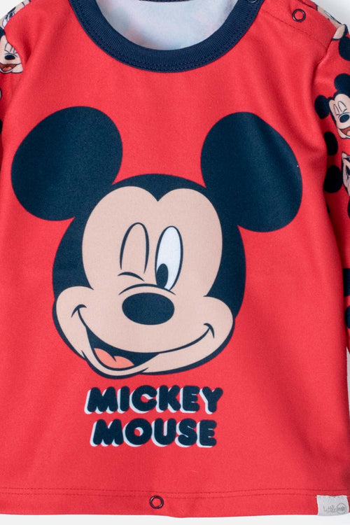 Card slide image -  PIJAMA DE MICKEY MOUSE MANGA LARGA ROJO PARA BEBÉ NIÑO
