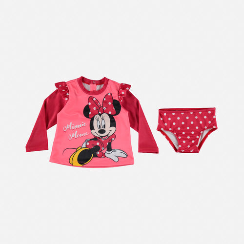 Card slide image -  TRAJE DE BAÑO DE MINNIE MOUSE MANGA LARGA FUCSIA PARA BEBÉ NIÑA