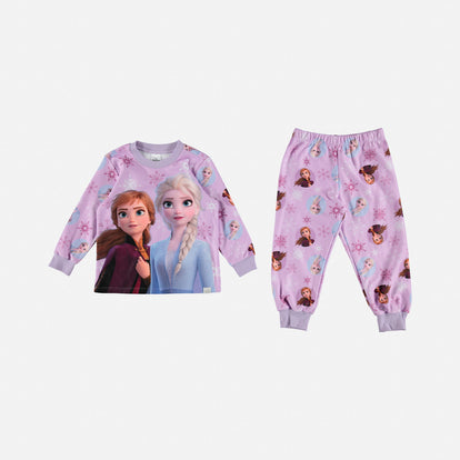 PIJAMA DE FROZEN CON PANTALÓN LARGO LILA PARA NIÑA 2T A 5T