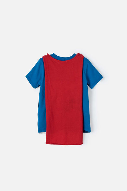 CAMISETA DE SUPERMAN CON CAPA REMOVIBLE PARA NIÑO DE 2T A 5T