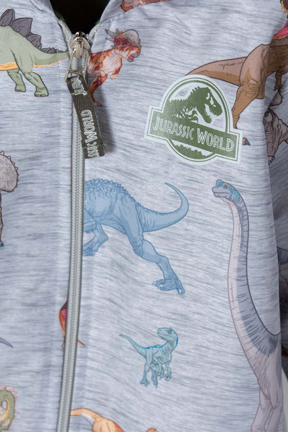 CHAQUETA DE JURASSIC WORLD CON CAPUCHA GRIS JASPE PARA NIÑO 2T A 5T