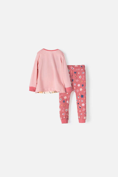  PIJAMA BAMBI  DE PANTALÓN LARGO ROSADO PARA BEBE NIÑA