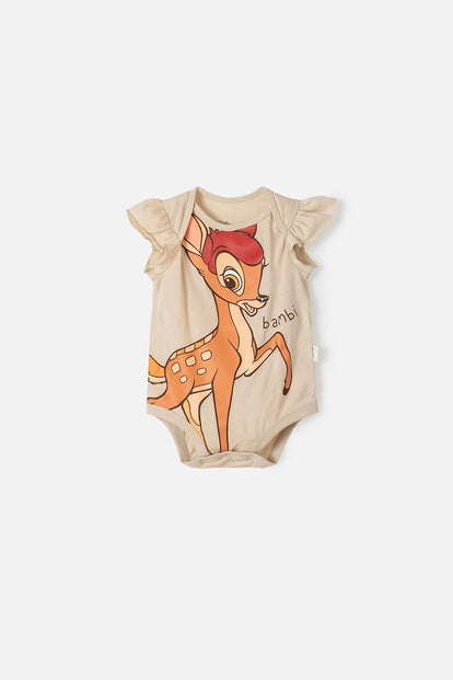 BODY DE BAMBI MANGA CORTA CAKI PARA BEBÉ NIÑA