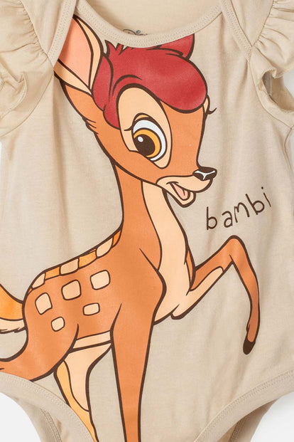 BODY DE BAMBI MANGA CORTA CAKI PARA BEBÉ NIÑA