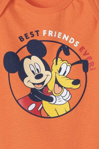 BODY DE MICKEY MOUSE MANGA CORTA NARANJA PARA BEBÉ NIÑO