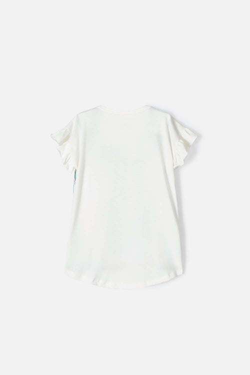 CAMISETA MIC ESTAMPADA CUELLO REDONDO BLANCA PARA NIÑA