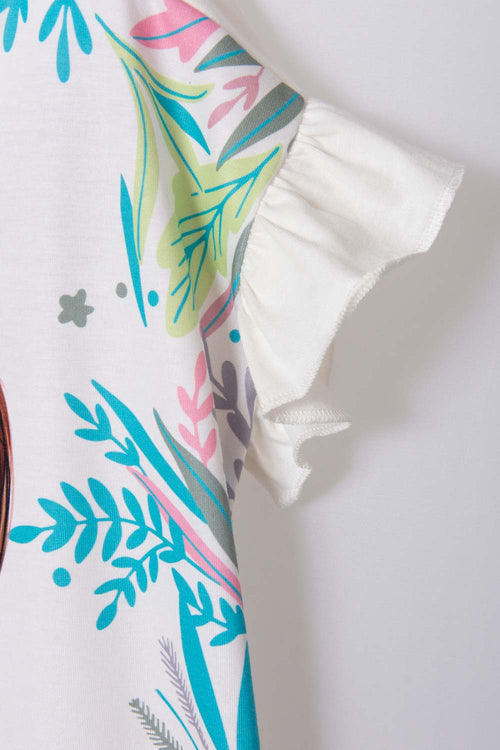 CAMISETA MIC ESTAMPADA CUELLO REDONDO BLANCA PARA NIÑA