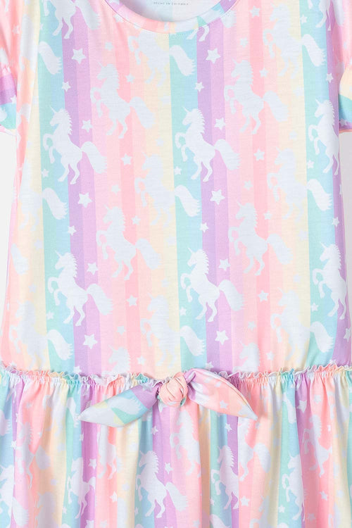 VESTIDO MIC MANGA CORTA MULTICOLOR PARA NIÑA