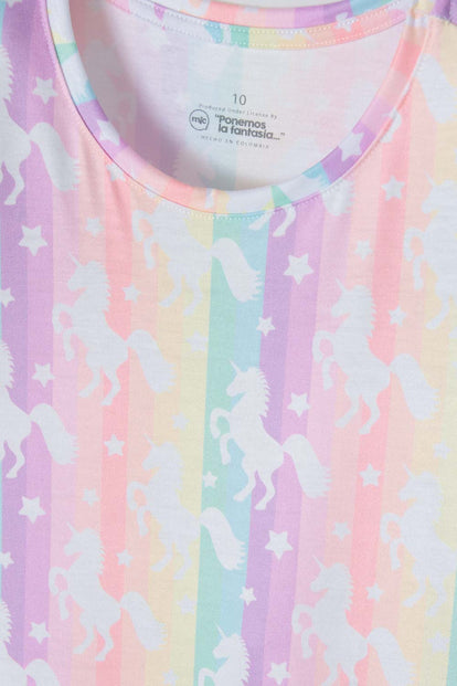 VESTIDO MIC MANGA CORTA MULTICOLOR PARA NIÑA