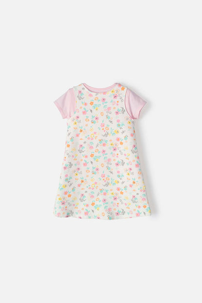VESTIDO LITTLEMIC ESTAMPADO MULTICOLOR PARA NIÑA DE 2T A 5T