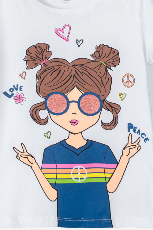 CAMISETA MIC ESTAMPADA BLANCA PARA NIÑA