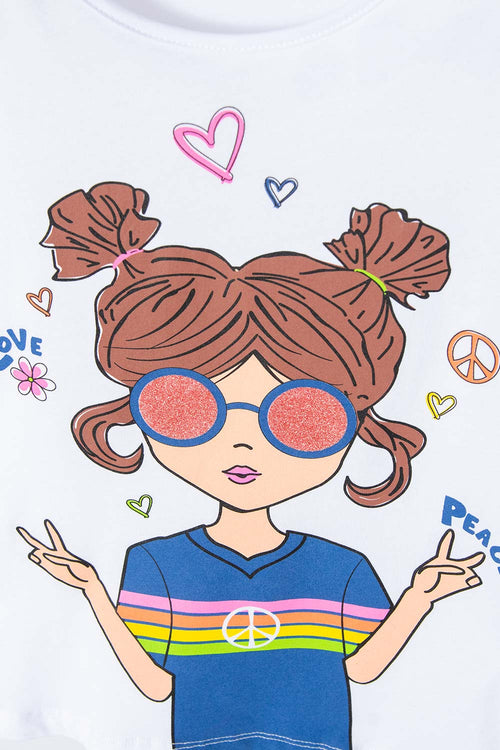 CAMISETA MIC ESTAMPADA BLANCA PARA NIÑA