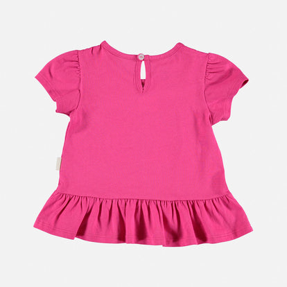 CAMISETA DE LITTLEMIC  MANGA CORTA ROSADA PARA BEBÉ NIÑA