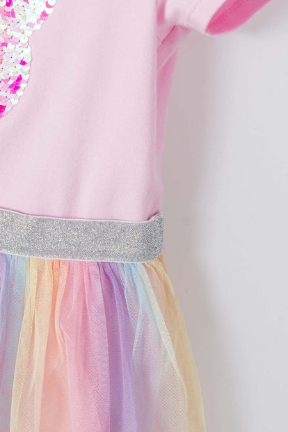 VESTIDO LITTLEMIC MULTICOLOR MANGA CORTA PARA NIÑA 2T A 5T