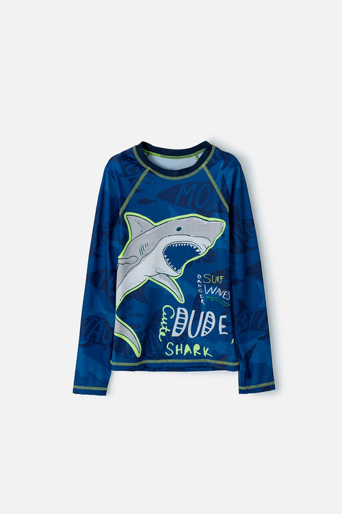 CAMISETA DE BAÑO MIC MANGA LARGA AZUL PARA NIÑO