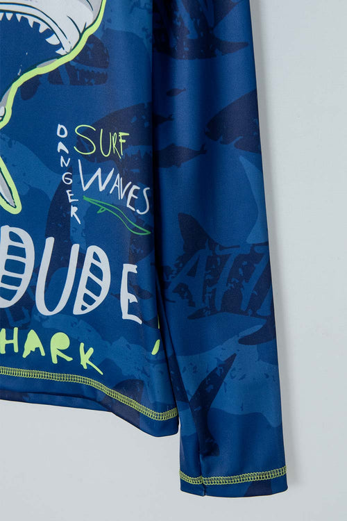 CAMISETA DE BAÑO MIC MANGA LARGA AZUL PARA NIÑO