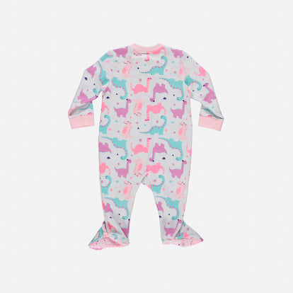 BODY DE LITTLEMIC MANGA LARGA ROSADO Y BLANCA PARA BEBE NIÑA