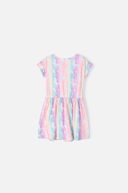 VESTIDO LITTLEMIC CORTO MULTICOLOR PARA NIÑA 2T A 5T