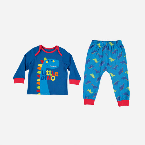 Card slide image -  PIJAMA DE LITTLEMIC CON PANTALÓN LARGO AZUL Y ROJO PARA BEBE NIÑO