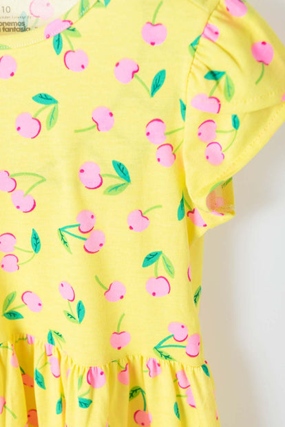 VESTIDO DE MIC CON MANGA CORTA AMARILLO PARA NIÑA