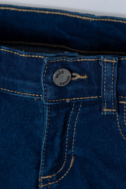  SHORT LITTLEMIC CON APLIQUES AZUL PARA NIÑA 2T A 5T