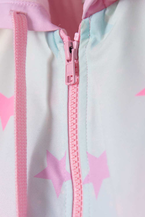CHAQUETA DE MIC CON CIERRE Y CAPUCHA MULTICOLOR PARA NIÑA