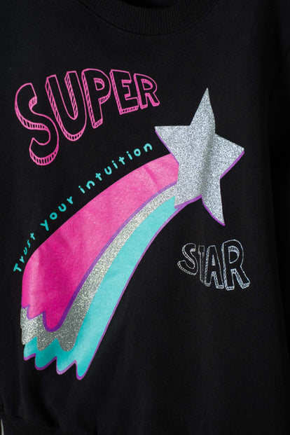 BUZO MIC ESTAMPADO NEGRO PARA NIÑA