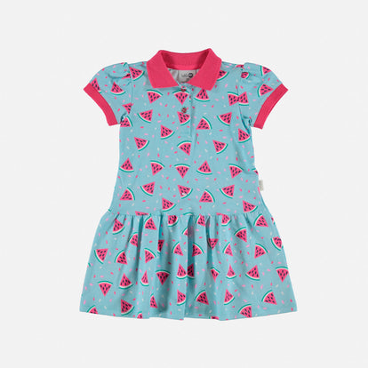  VESTIDO DE LITTLEMIC MANGA CORTA VERDE PARA NIÑA 2T A 5T