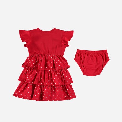VESTIDO LITTLEMIC CON BOLEROS ROJO PARA NIÑA 2T A 5T