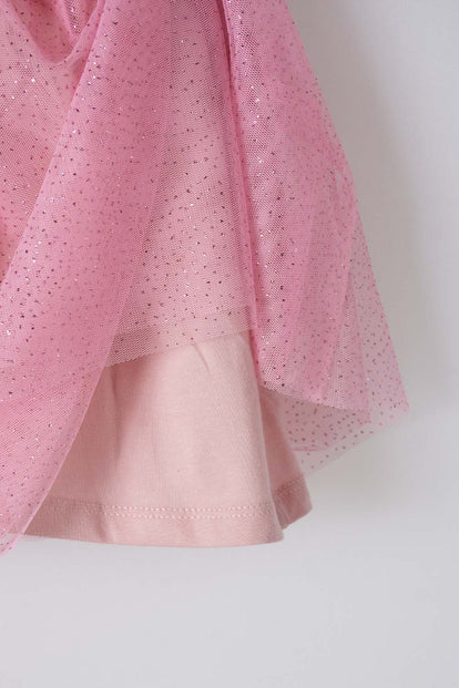 FALDA DE LITTLEMIC CON TULL PALO DE ROSA PARA NIÑA 2T A 5T