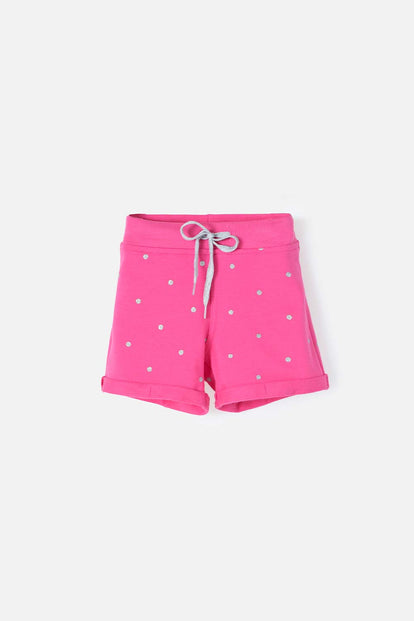  SHORT LITTLEMIC CON AMARRE FUCSIA PARA NIÑA 2T A 5T