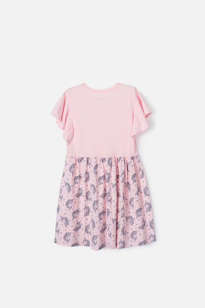 VESTIDO MIC MANGA CORTA PALO DE ROSA PARA NIÑA