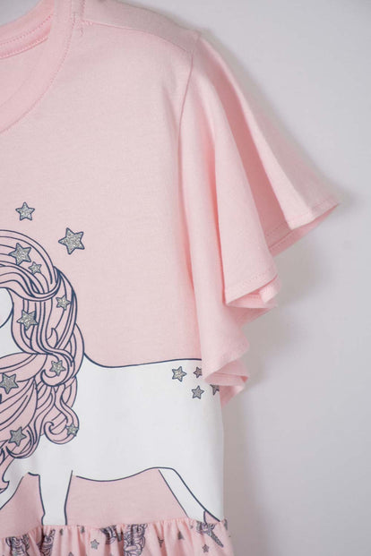 VESTIDO MIC MANGA CORTA PALO DE ROSA PARA NIÑA