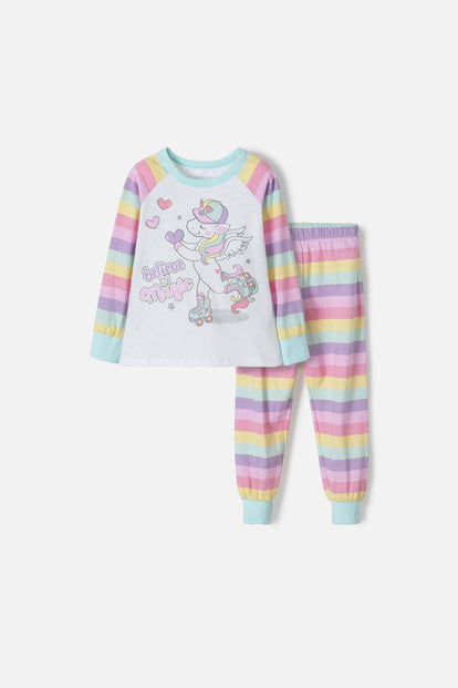 PIJAMA DE LITTLEMIC CON PANTALÓN LARGO MULTICOLOR PARA NIÑA 2T A 5T
