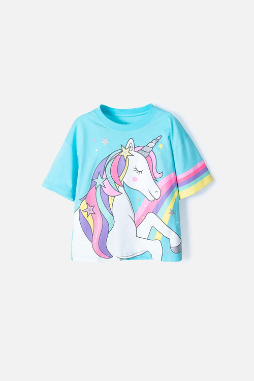 CAMISETA MIC MANGA CORTA AZUL PARA NIÑA