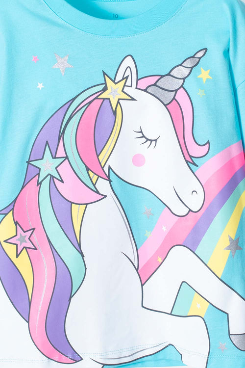 CAMISETA MIC MANGA CORTA AZUL PARA NIÑA