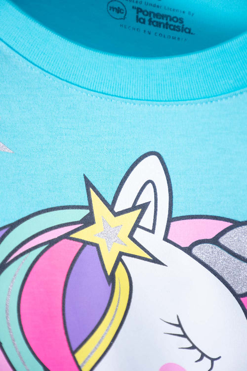 CAMISETA MIC MANGA CORTA AZUL PARA NIÑA
