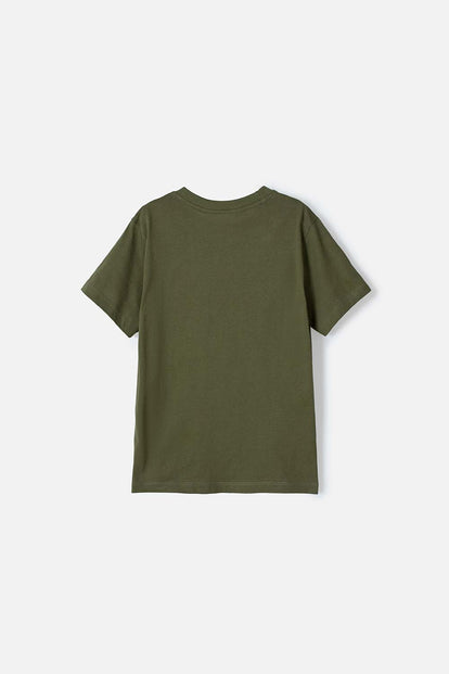 CAMISETA DE MIC MANGA CORTA VERDE MILITAR PARA NIÑO