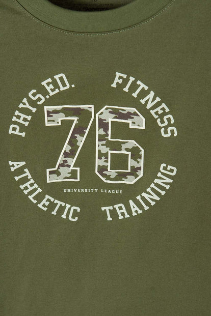 CAMISETA DE MIC MANGA CORTA VERDE MILITAR PARA NIÑO