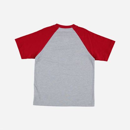 CAMISETA DE MIC MANGA CORTA GRIS Y ROJA PARA NIÑO