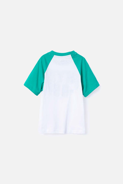 CAMISETA DE MIC MANGA CORTA VERDE Y BLANCO PARA NIÑO