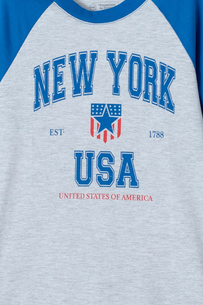 CAMISETA DE MIC MANGA CORTA GRIS Y AZUL PARA NIÑO