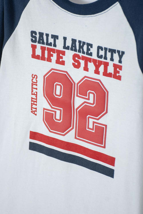 CAMISETA DE MIC MANGA 3/4 AZUL Y BLANCO PARA NIÑO