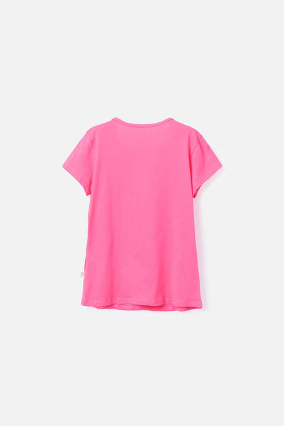 CAMISETA DE MIC MANGA CORTA ROSADA PARA NIÑA