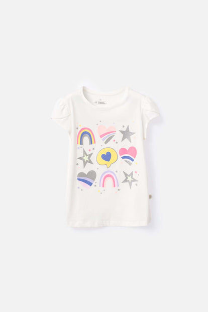 CAMISETA DE MIC MANGA CORTA MARFIL PARA NIÑA
