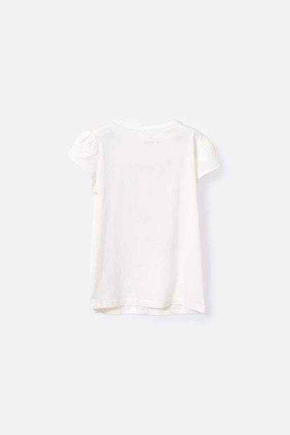 CAMISETA DE MIC MANGA CORTA MARFIL PARA NIÑA